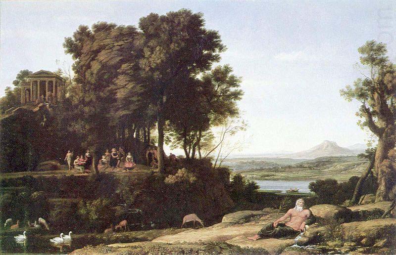 Landschaft mit Apollo, den Musen und einem Flubgott, Claude Lorrain